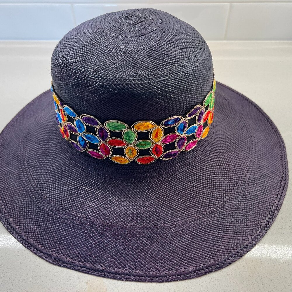 Handmade Hat from Charleston Navy Hat with Multi-Colored Band *Custom* with Adju